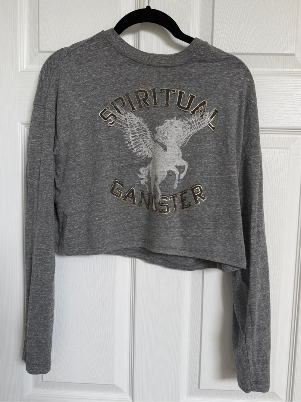 Spiritual Gangster Cropped Long Sleeve Top with Pegasus Graphic XS wore once